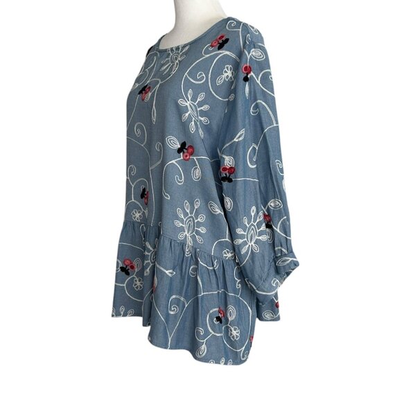 Ana & Rose Cherry Floral Embroidered Peplum Tunic Top NWT (2X) - Picture 3 of 14